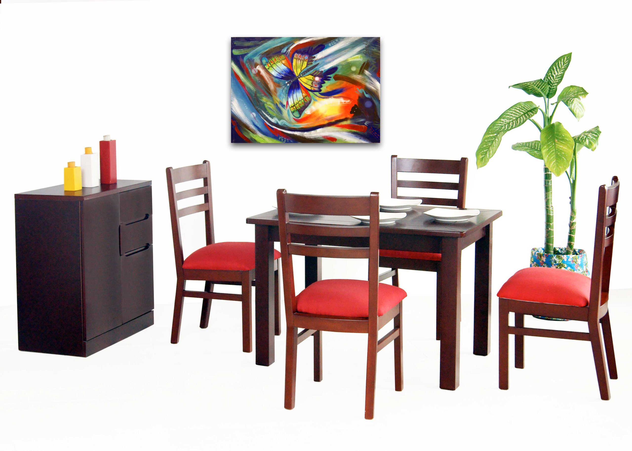 Comedor  Berlín 4 puestos + silleta Córcega + Biffe 2 gavetas - Imagen 2