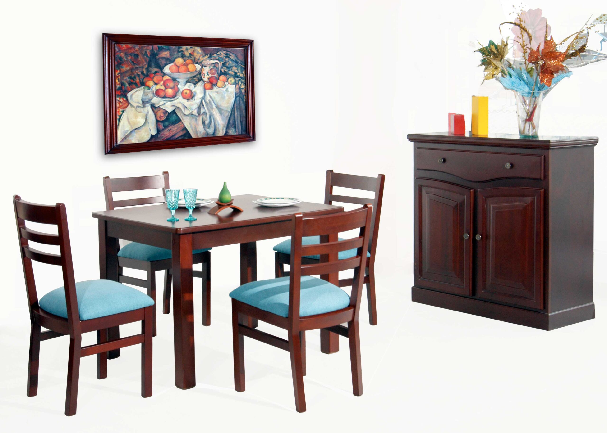 Comedor  Berlín 4 puestos + silleta Córcega + Biffe 2 gavetas - Imagen 3