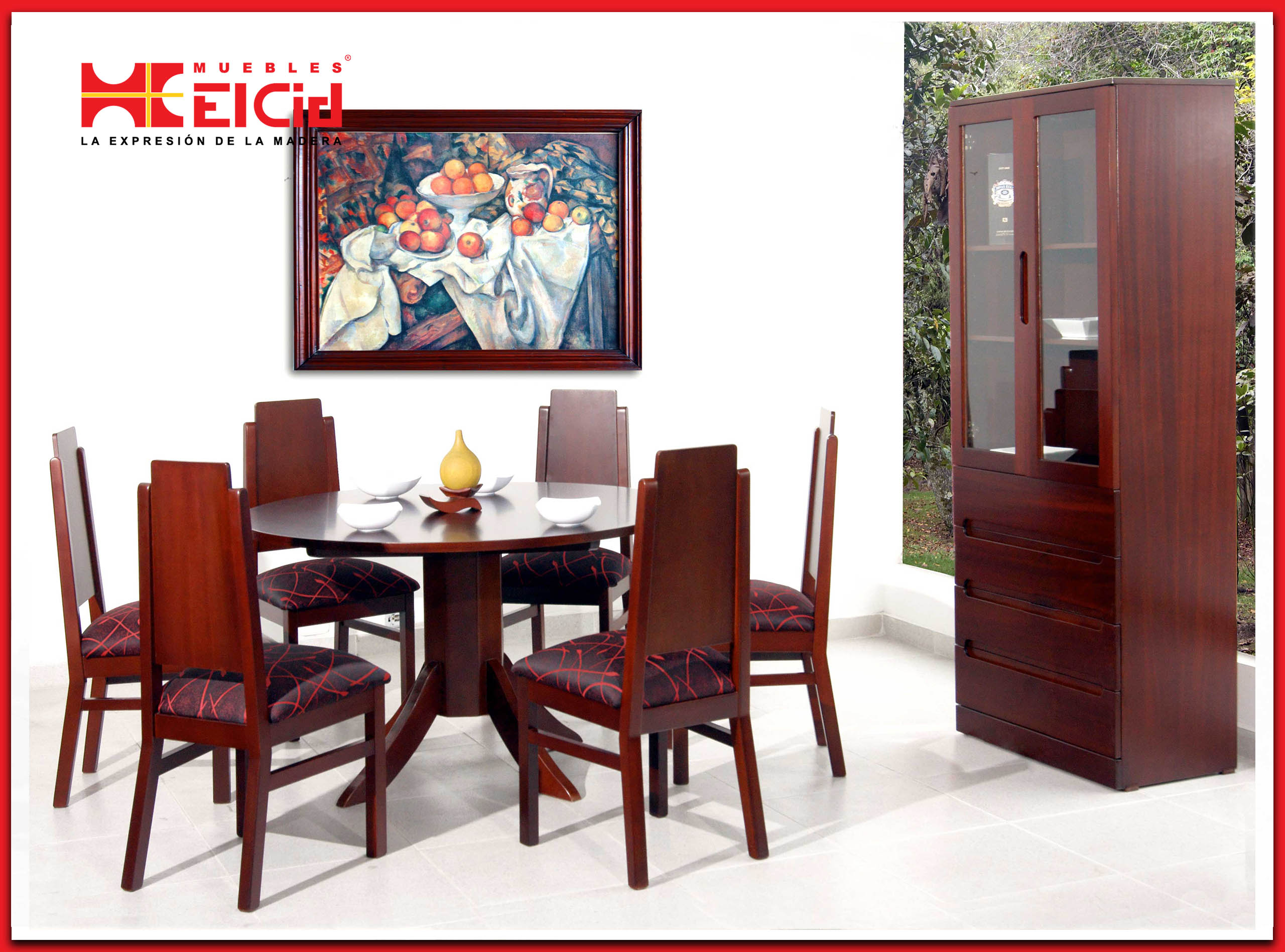 Comedor Aruba 6 puestos + Vitrina 4 gavetas