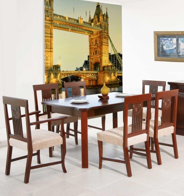 Comedor Bakú de 6 puestos + Sillas Arezzo sin  brazos